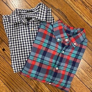 Crewcuts flannel button down & Ludlow button down dress shirt, youth size 10.
